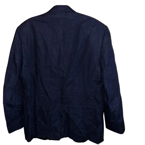 Lauren Ralph Lauren Navy Blue Linen Blazer Size 44R - Picture 4 of 8